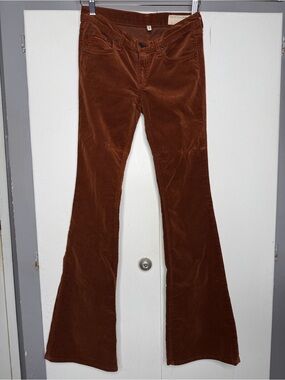 Rag & Bone Jeans Womens Size 25 Elephant Bell Bottoms Cognac Brown Corduroy 70s